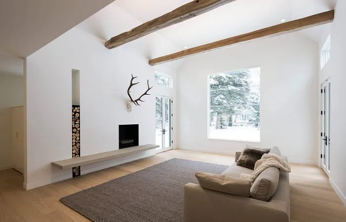 Дизайн гостиной в деревянном доме_скандинавский стиль