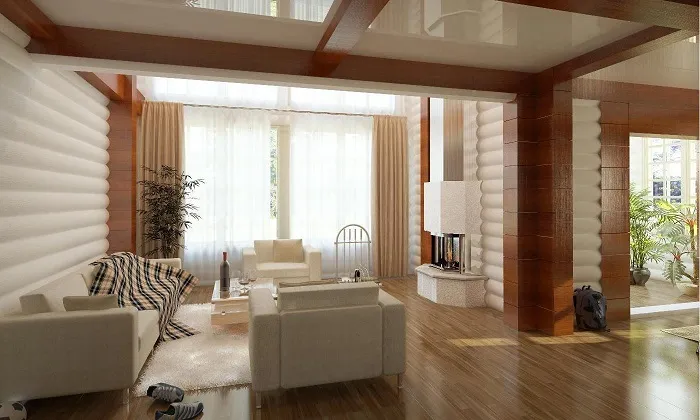 Дизайн гостиной в деревянном доме_правила