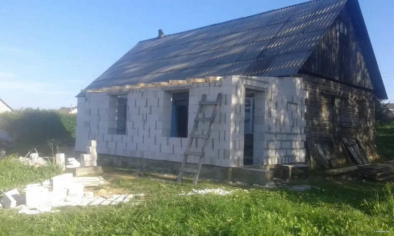 Пристройка к деревянному дому из пеноблоков