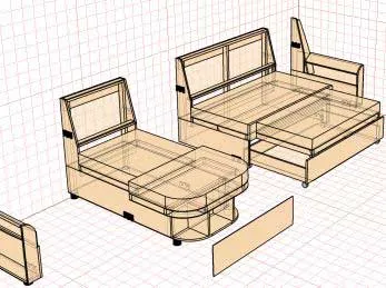 чертеж угловой диван