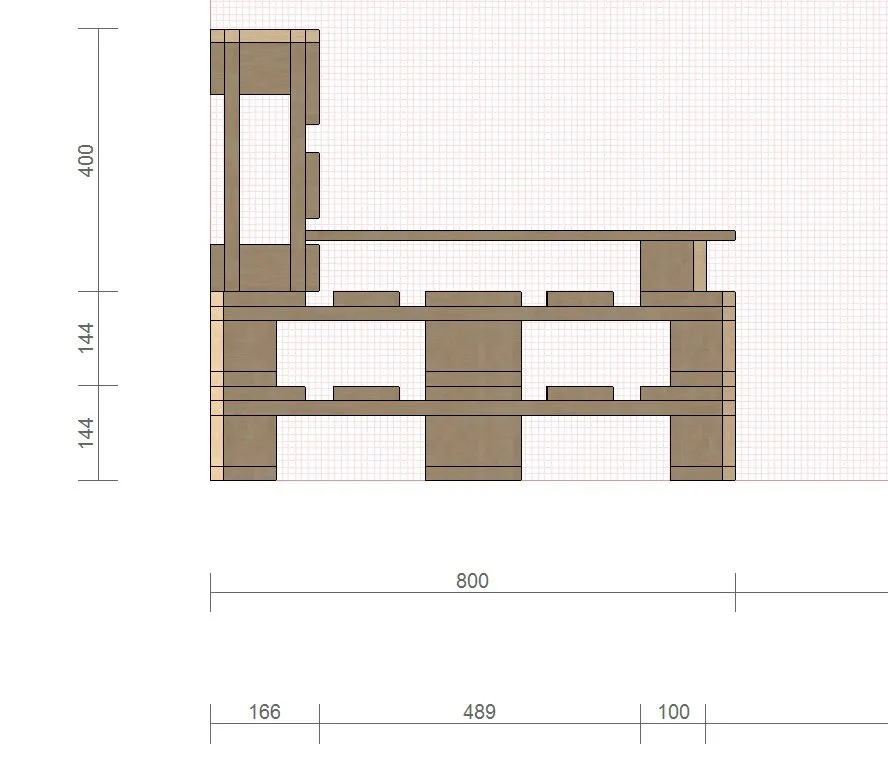 Диван из поддонов чертеж сбоку