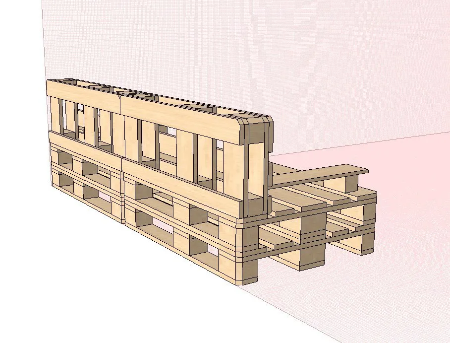 Диван из поддонов чертеж сзади