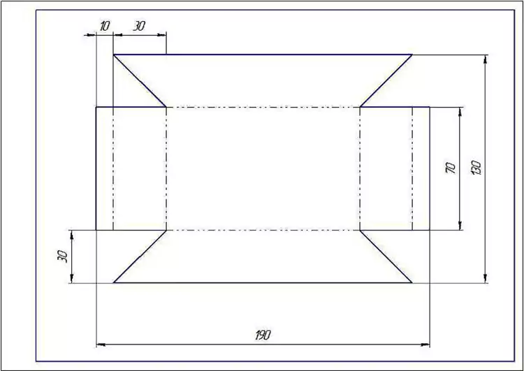 Чертёж коробки из жести