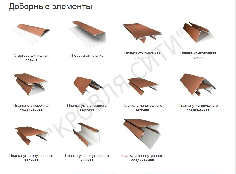 Доборные элементы для монтажа металлического сайдинга, и в том числе блок хауса