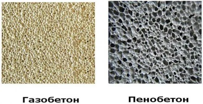 Сравнение структуры пеноблока и газобетона