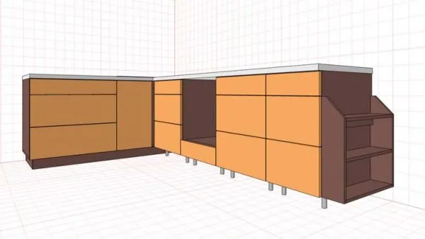 Проект нижних шкафов для кухни