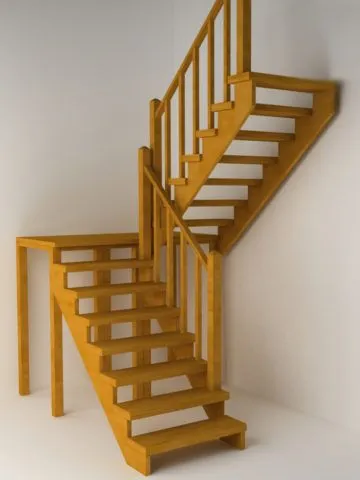 Поворотная двухмаршевая лестница с поворотной площадкой