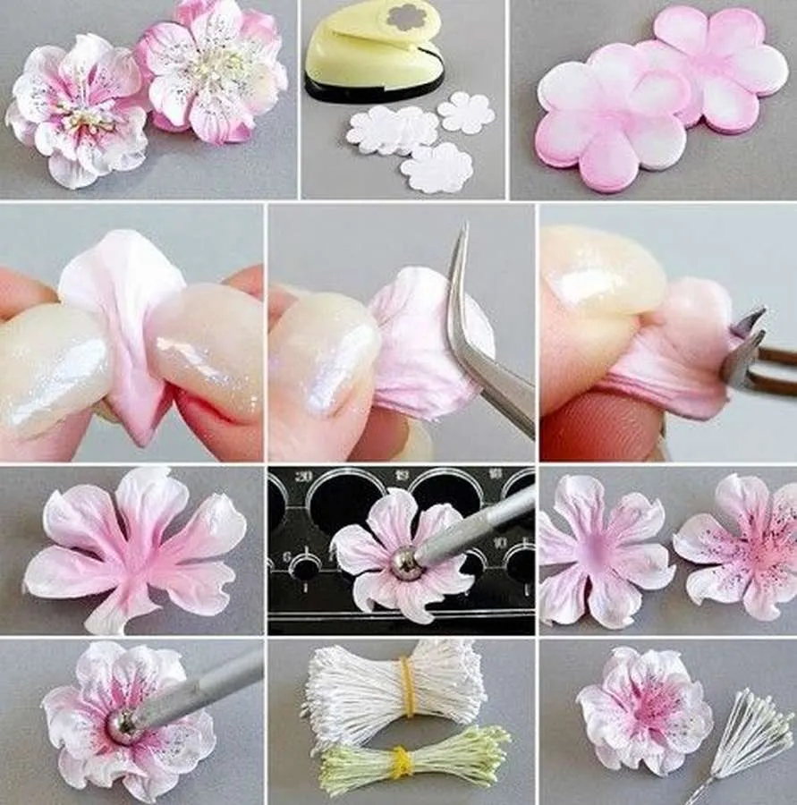 цветы сакуры из бумаги