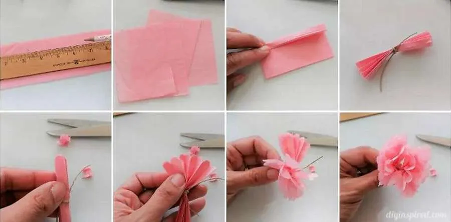мини цветок из гофрированной бумаги