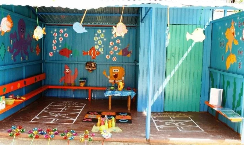 Оформление веранды в детском саду.