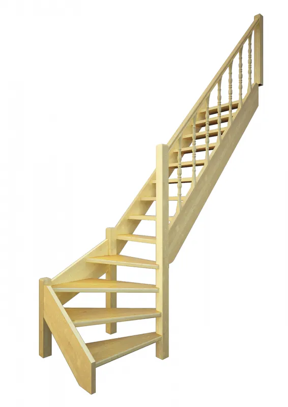 Деревянная межэтажная лестница лес-92 (поворот 90°) универсальная