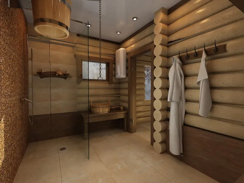 Интерьер комнаты отдыха в бане