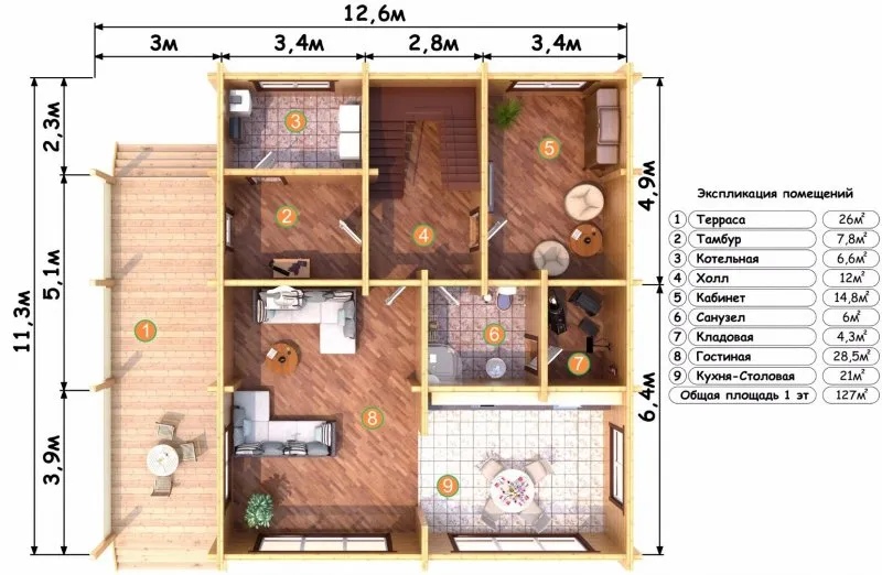 Планировка деревянного дома варианты