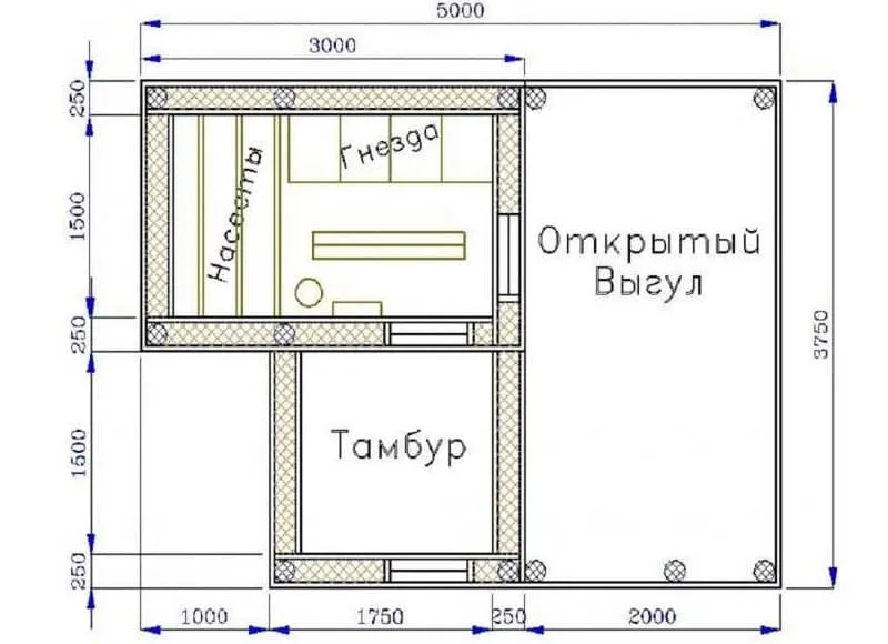 Проект курятника со вставкой из стекла в двери