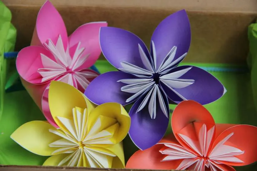 оригами букет цветов из бумаги