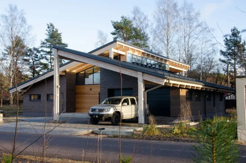 Скандинавский дом с односкатной крышей