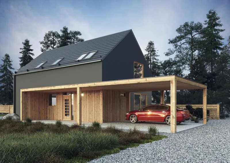 Финский одноэтажный домик с односкатной крышей