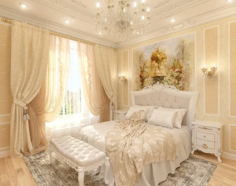 Занавески для спальни в классическом стиле