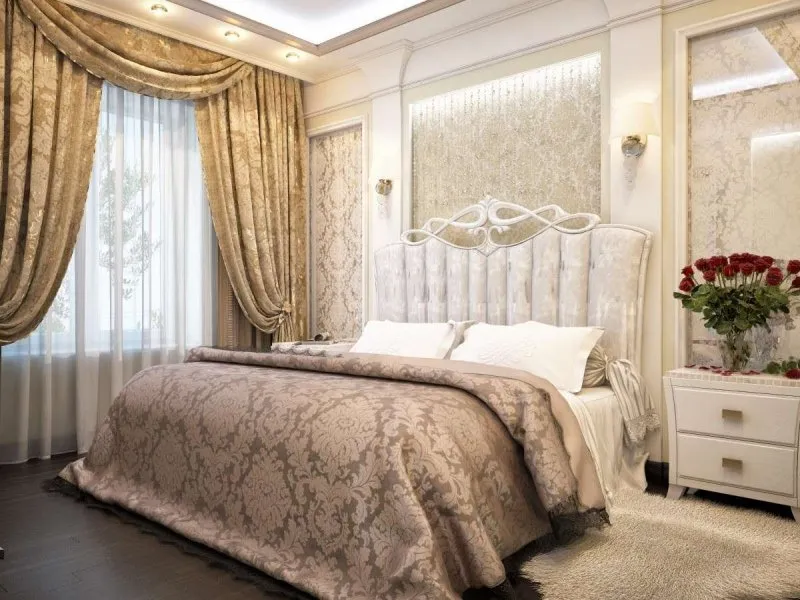 Бирюзовая спальня в классическом стиле