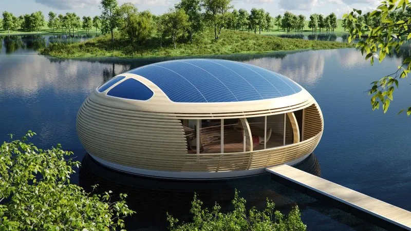 Экологичный плавающий дом WATERNEST 100 от компании компания ECOFLOLIFE