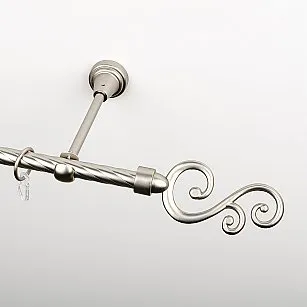 Карниз металлический стыкованный, 1-рядный "Виола", хром матовый, крученая труба, ø 16 мм