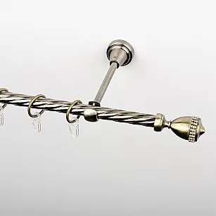 Карниз металлический стыкованный, 1-рядный "Верона", золото антик, крученая труба, ø 16 мм
