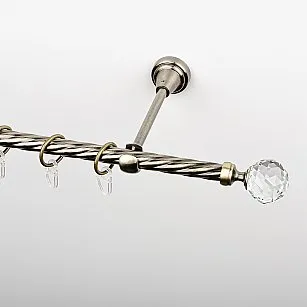 Карниз металлический стыкованный, 1-рядный "Леда", золото антик, крученая труба, ø 16 мм