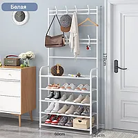 Напольная вешалка для обуви и одежды с полками и крючками Clothers rack / стойка для вещей / этажерка