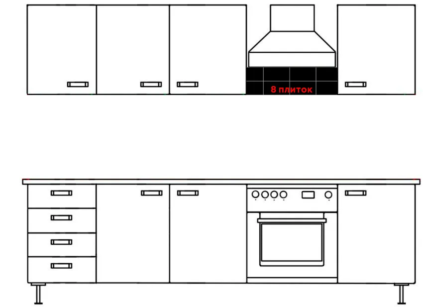 Количество плитки на фартук под вытяжкой