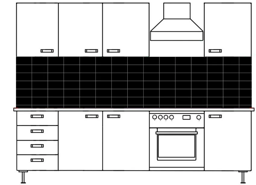 Пример расположения плитки на фартуке