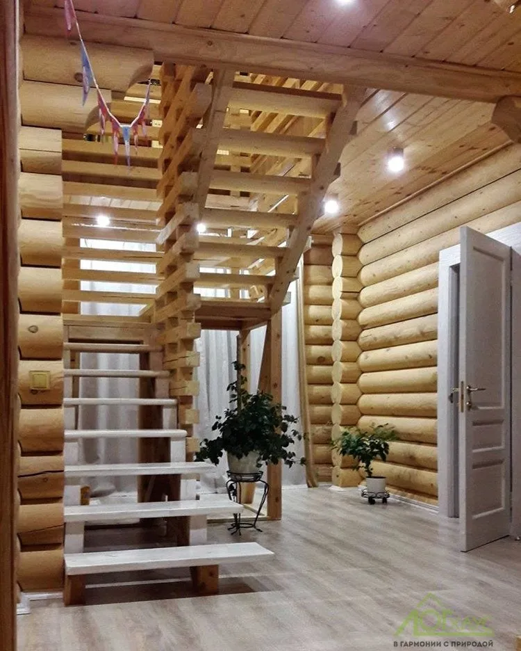Гостиные в доме из бревна