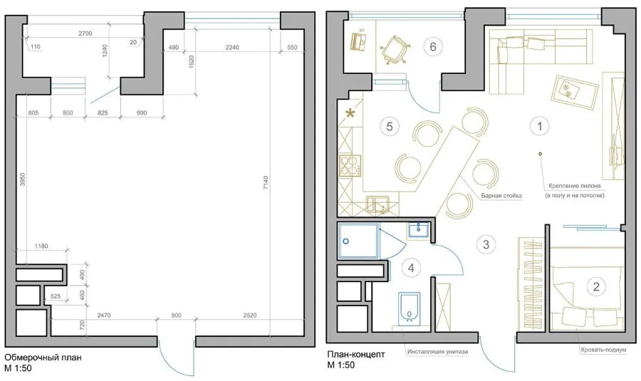 План однокомнатной квартиры площадью 40 кв м