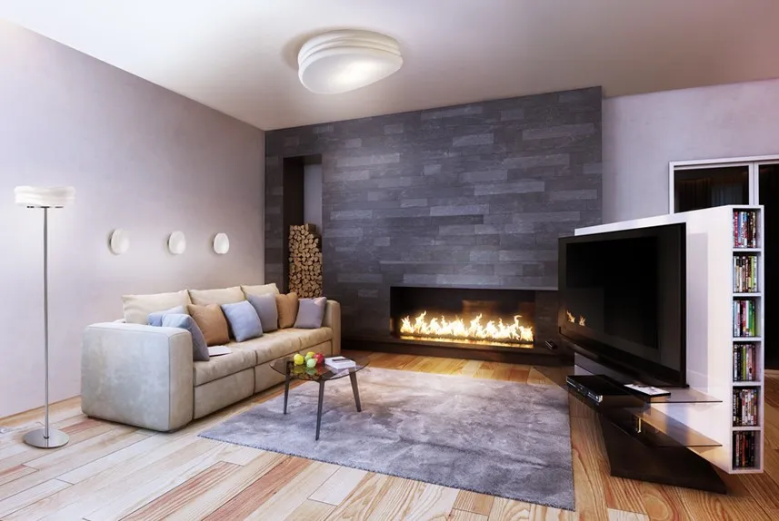 Электрокамин с телевизором в интерьере: топ идей