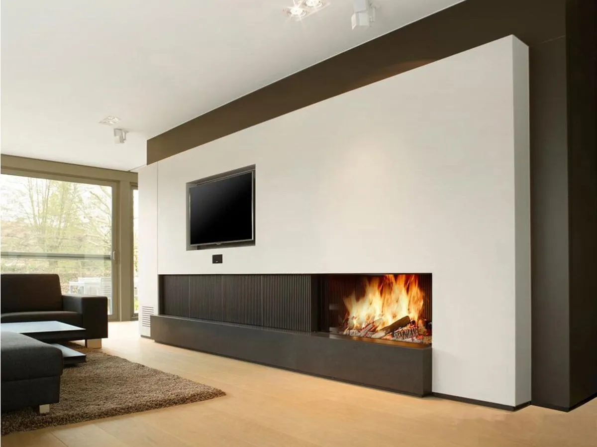 Электрокамин с телевизором в интерьере: топ идей