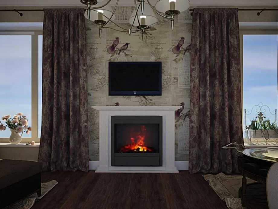 Электрокамин с телевизором в интерьере: топ идей