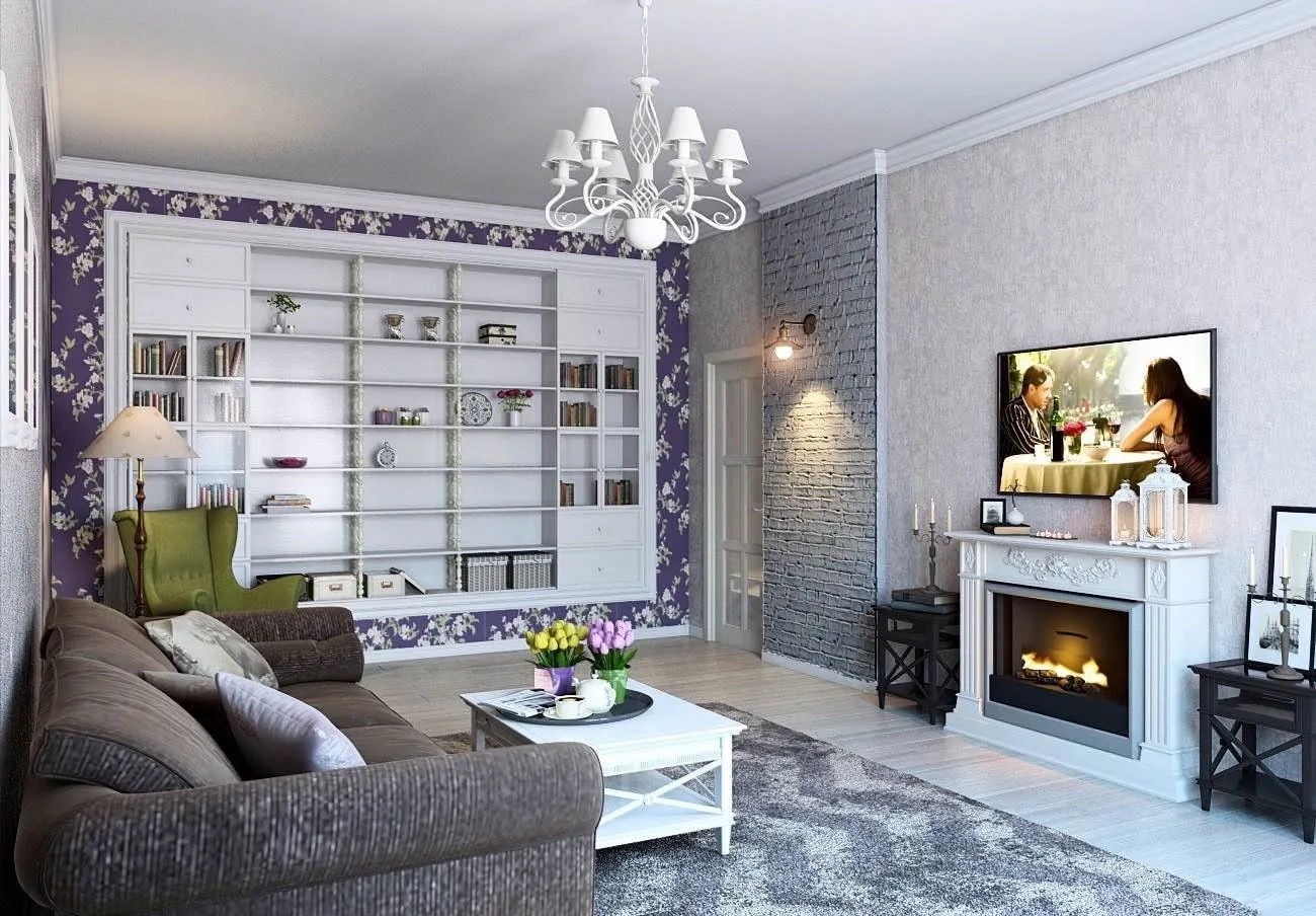 Электрокамин с телевизором в интерьере: топ идей