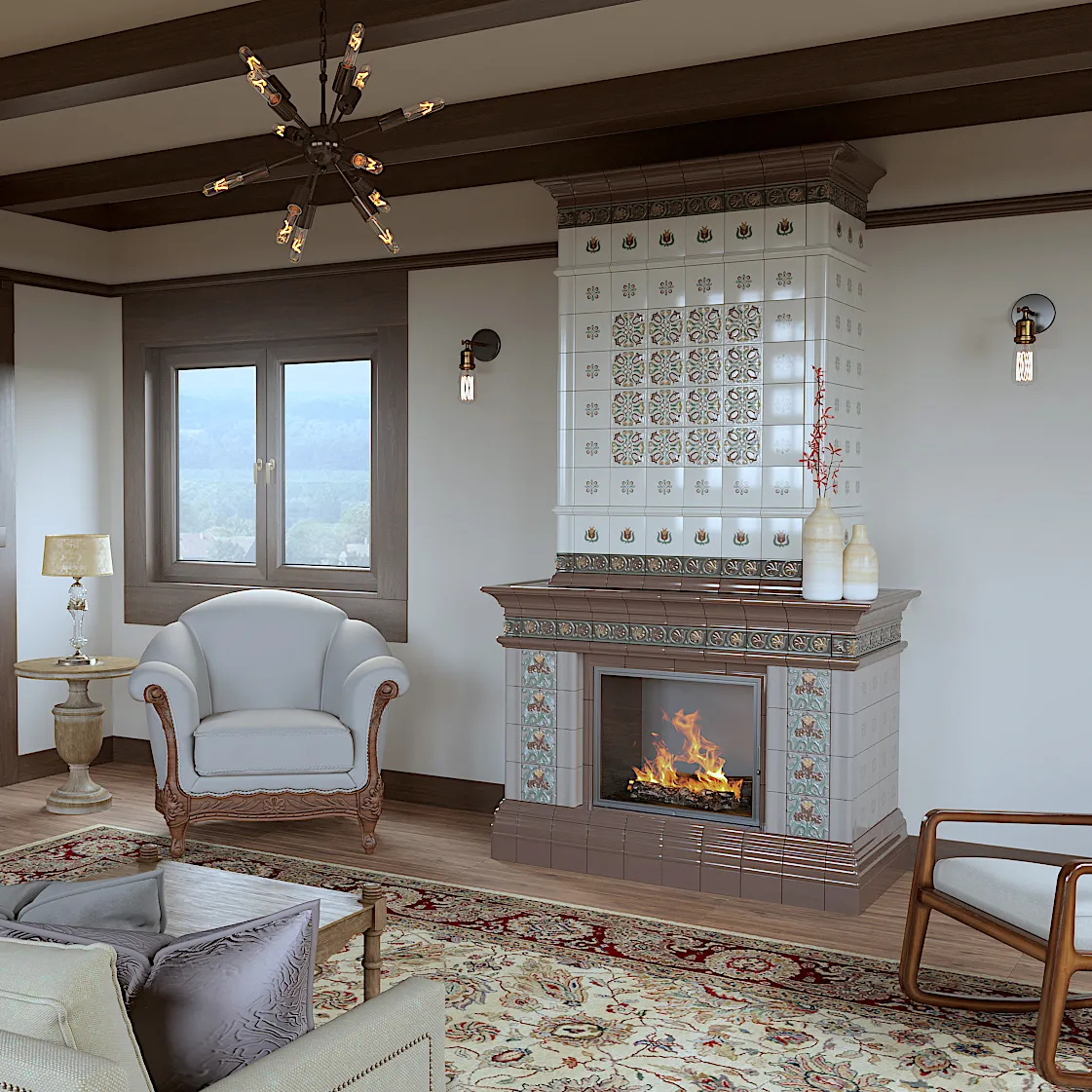 Электрокамин с телевизором в интерьере: топ идей