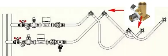 Проходная разводка водопровода.
