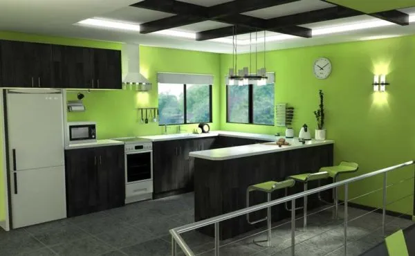 Зеленые стены на кухне - можно реально ощутить насколько вам понравится