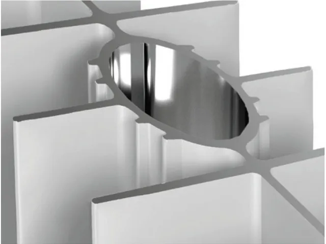 Вертикальный канал овального сечения алюминиевого радиатора отопления.