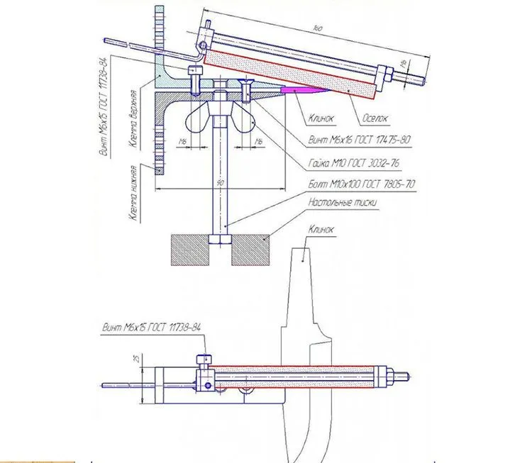 Схема механической профессиональной точилки для ножей Lansky-Metabo