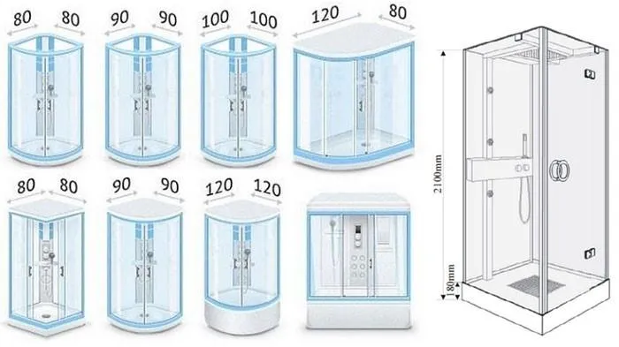 Стандартные размеры душевых кабин