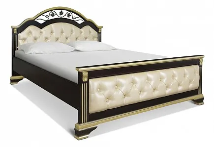 Кровать двуспальная Элизабет-2 каштан с золотой патиной, черный