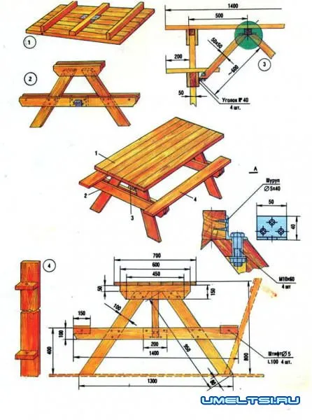 садовая мебель: чертежи