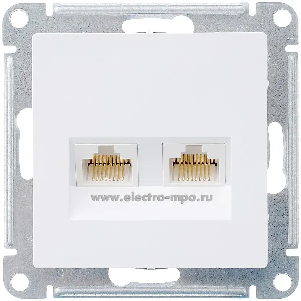 Ю4050. Механизм Atlas Design ATN000185 розетки компьютерной 2 входа RJ45 с/п белый (Schneider Electric)