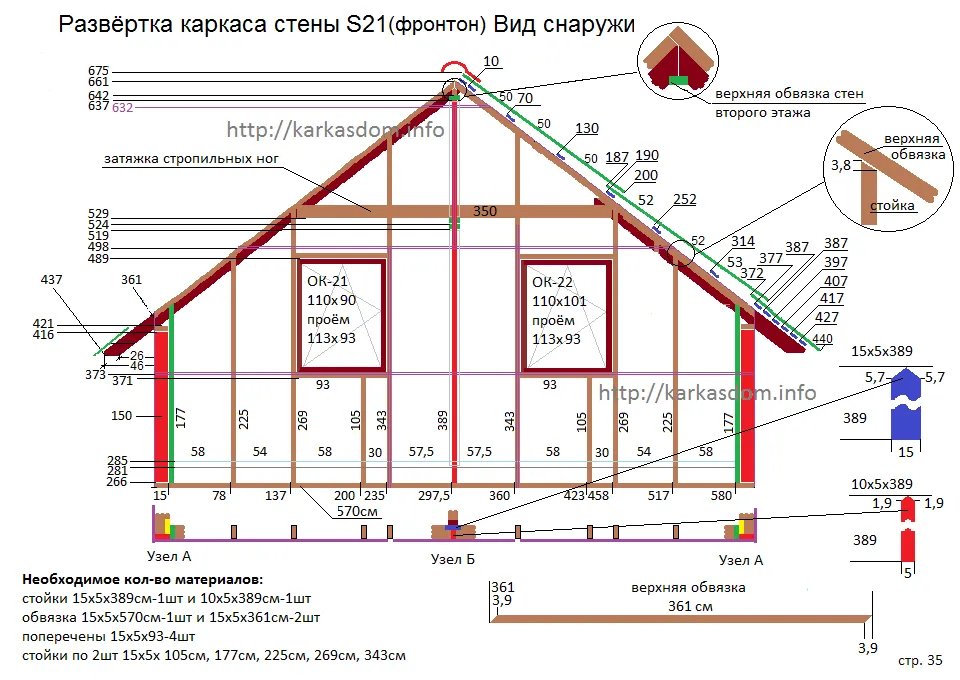 Рабочие чертежи каркасного дома ...