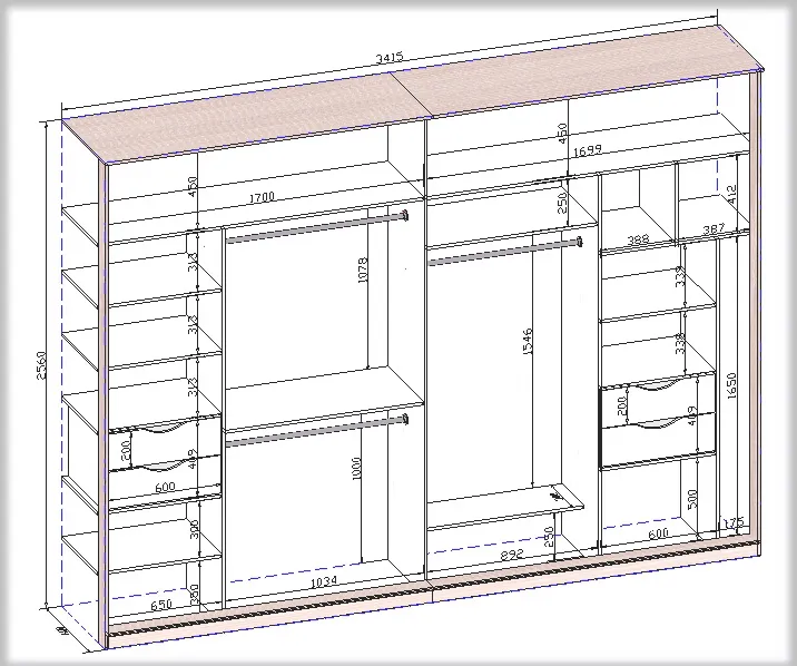 Расчет дверей шкаф купе
