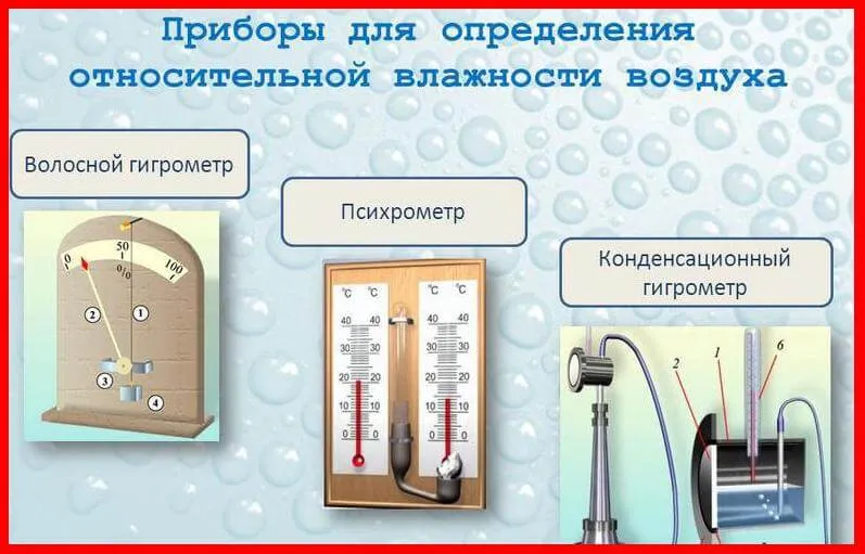 Проверочная работа влажность воздуха. Приборы для измерения влажности физика. Влажность воздуха физика.