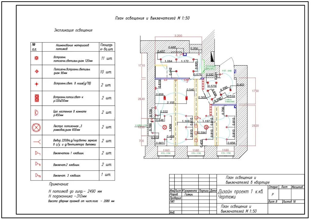 план освещения в квартире