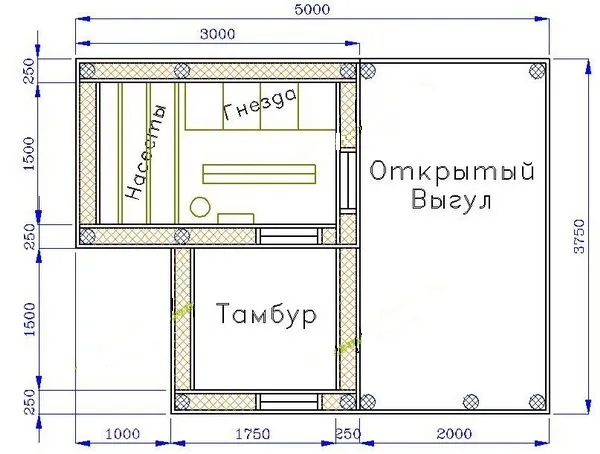 Чертеж стационарного курятника на 10 кур